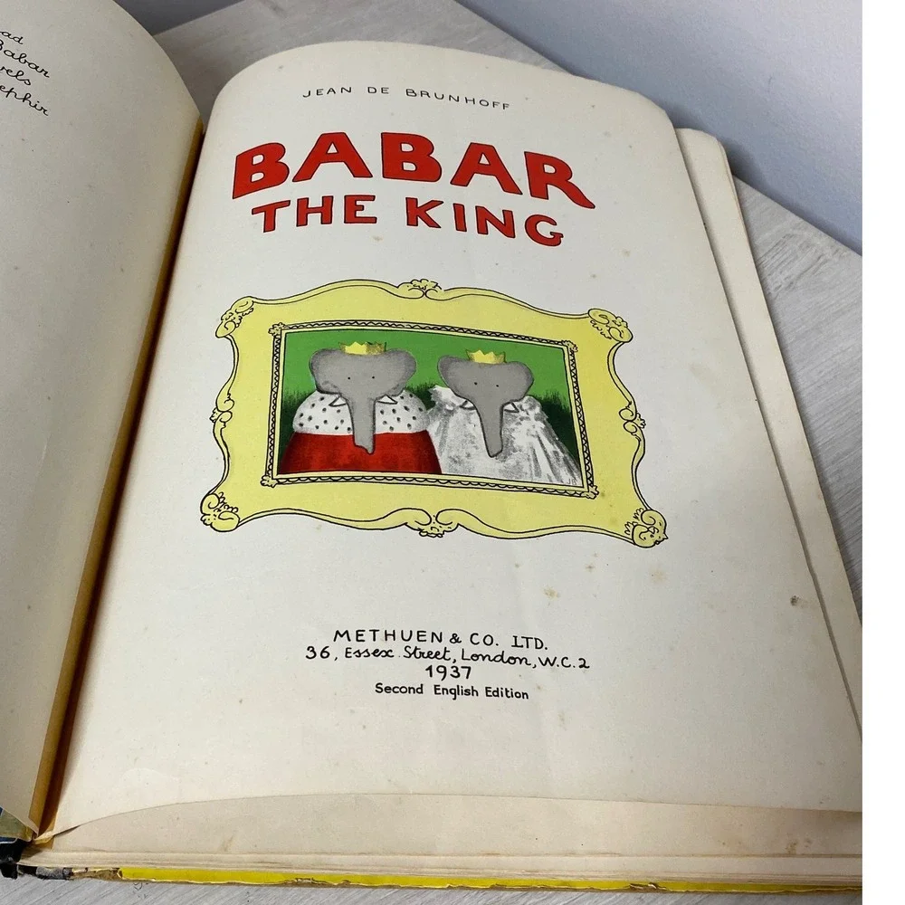 Vintage Babar the Elephant Book Lot 1937 1951 English French Jean de Brunhoff